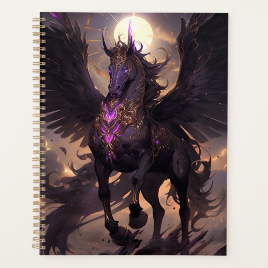 Zwart Paarse Eenhoorn Fantasy Art Planner (Voorkant)