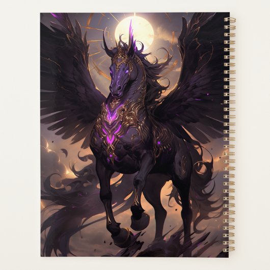 Zwart Paarse Eenhoorn Fantasy Art Planner (Achterkant)