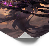 Zwart Paarse Eenhoorn Fantasy Art Poster (Hoek)