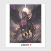 Zwart Paarse Eenhoorn Fantasy Art Sticker (Vel)