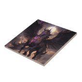 Zwart Paarse Eenhoorn Fantasy Art Tegeltje (Zijkant)