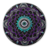 Zwart, Paarse en Blauwgroen Mandala Keramische kno Keramische Knop (Voorkant)