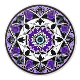 Zwart, Paarse en Blauwgroen Mandala Keramische kno Knop