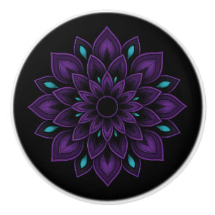 Zwart, Paarse en Blauwgroen Mandala Keramische kno Knop