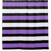 Zwart, Paarse en witte strepen Douchegordijn (Voorkant)