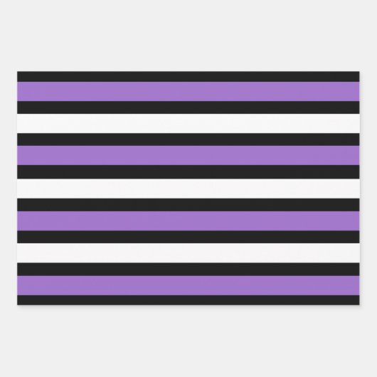 Zwart, Paarse en witte strepen Inpakpapier Vel (Voorkant 2)