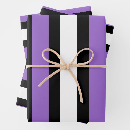 Zwart, Paarse en witte strepen Inpakpapier Vel (In situ)