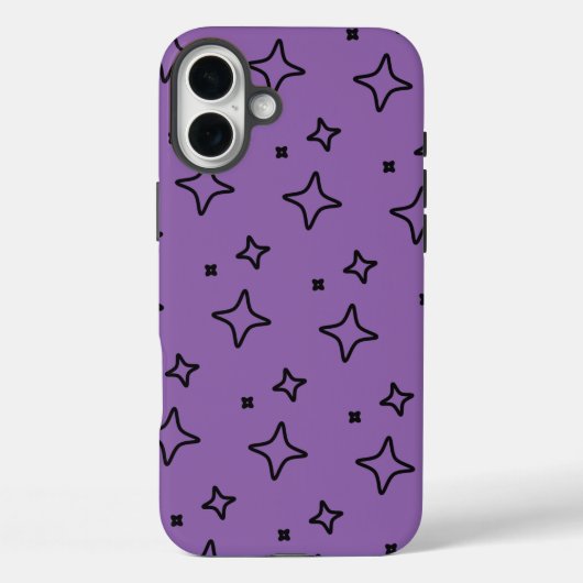 Zwart Paarse Esthetische Sterrenpatroon Case-Mate iPhone Case (Achterkant)