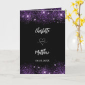 Zwart paarse foto bruiloft dank u kaart (Gele Bloem)