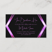 Zwart Paarse geometrische roze Shimmer met monogra Visitekaartje (Achterkant)