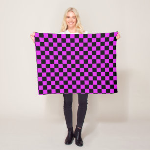Zwart Paarse geruit speelpatroon Fleece Deken