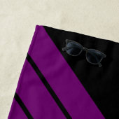 Zwart Paarse Gestreepte 70s 80s Retro Racing Strip Strandlaken (In situ)