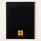 Zwart paarse glitter gouden monogram 2026 planner (Achterkant)