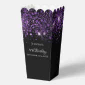 Zwart paarse glitter naam verjaardag bedankdoosjes (Voorkant)