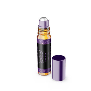 Zwart & Paarse Glitter Parfum Roller Flessenlabel Waterfles Etiket