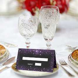 Zwart paarse glitter sparkles bruiloft plaatskaartje