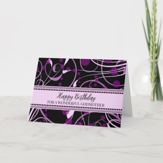 Zwart Paarse Godmother Verjaardag Kaart (Voorkant)