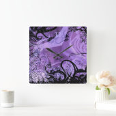 Zwart-Paarse Gothic patroonvergrendeling Vierkante Klok (Huis)