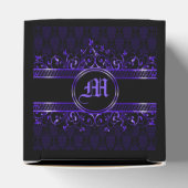 Zwart-Paarse  Gothische monogrammen Bedankdoosjes (Bovenkant)