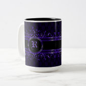 Zwart-Paarse  Gothische monogrammen Tweekleurige Koffiemok (Voorkant links)
