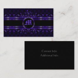 Zwart-Paarse Gothische monogrammen Visitekaartje