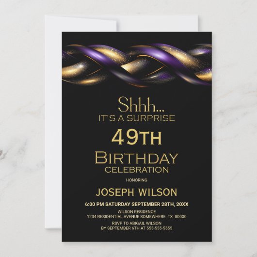 Zwart Paarse Goud Verras Elke Leeftijd Verjaardags Kaart (Voorkant)