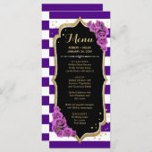 Zwart Paarse Gouden Menukaart Programmakaart (Voorkant / Achterkant)