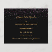 Zwart paarse Graduation Party Save the Date Flyer (Achterkant)