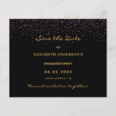 Zwart paarse Graduation Party Save the Date kaart (Achterkant)