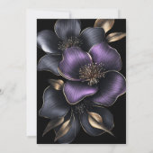Zwart Paarse Grijs Bloemen Huwelijk Kaart (Achterkant)