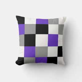 Zwart, paarse, grijs en wit geruit Kussen