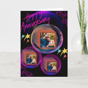 Zwart Paarse Happy Jubileum Dochter & Man Kaart