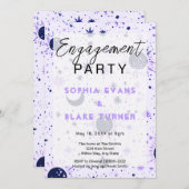 Zwart & Paarse hemelse bruiloft verlovingsfeest Kaart (Voorkant / Achterkant)