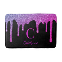 Zwart Paarse Hot Pink Dripping Glitter Monogram