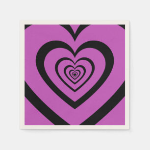 Zwart Paarse Hypnotische Hart Liefde Patroon Servet