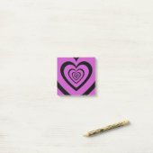 Zwart Paarse Hypnotische Hartpatroon Chic & Retro Post-it® Notes (Op bureau)