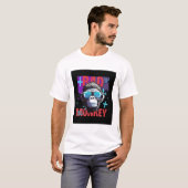 Zwart Paarse illustratieve Bad Monkey T-shirt (Voorkant volledig)