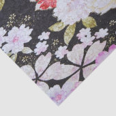 Zwart Paarse Japans Kimono Bloemen Decoupage Tissuepapier (Detail)