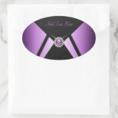 Zwart Paarse juweel Elegant Envelope Seal Ovale Sticker (Tas)