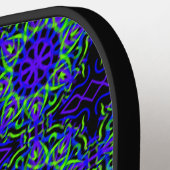 Zwart Paarse kalkgroene mechanische tekening Pickleball Paddle (Links Detail)