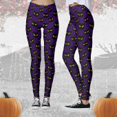 Zwart-paarse kattenhalloween patroon leggings