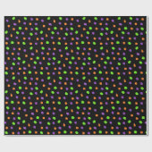 Zwart Paarse Lime Groen Sinaasappel Polka Dot Cadeaupapier (Vlak)