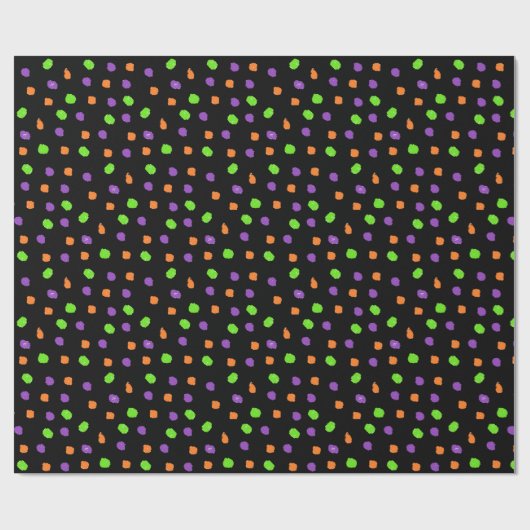 Zwart Paarse Lime Groen Sinaasappel Polka Dot Cadeaupapier (Vlak)
