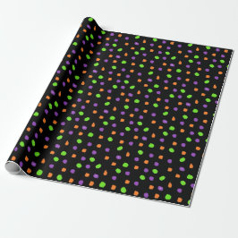 Zwart Paarse Lime Groen Sinaasappel Polka Dot Cadeaupapier