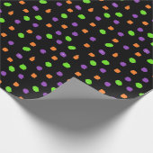 Zwart Paarse Lime Groen Sinaasappel Polka Dot Cadeaupapier (Hoek)
