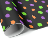 Zwart Paarse Lime Groen Sinaasappel Polka Dot Cadeaupapier (Rol Hoek)