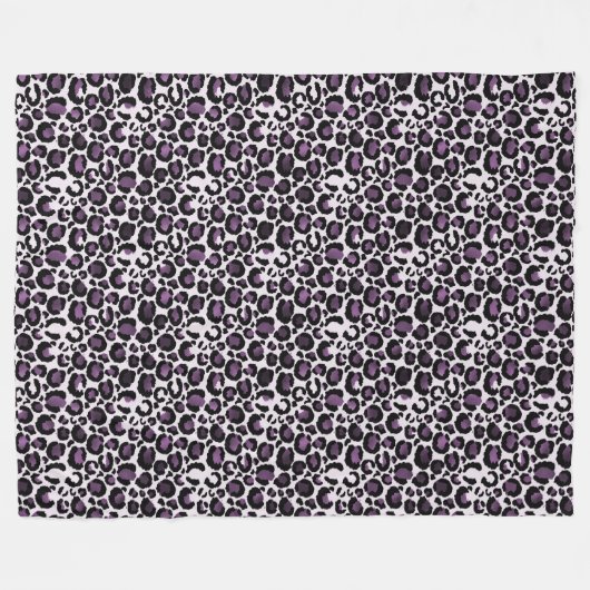 Zwart Paarse luipaard Fleece Deken (Voorkant (Horizontaal))