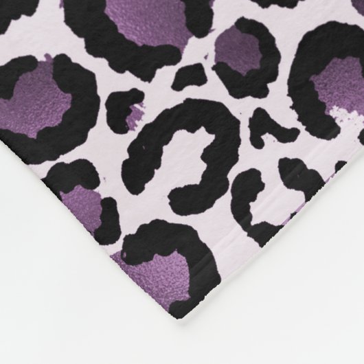 Zwart Paarse luipaard Fleece Deken (Hoek)