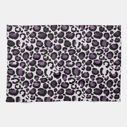 Zwart Paarse luipaard Theedoek (Horizontaal)