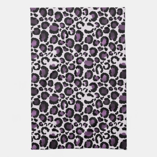 Zwart Paarse luipaard Theedoek (Verticaal)